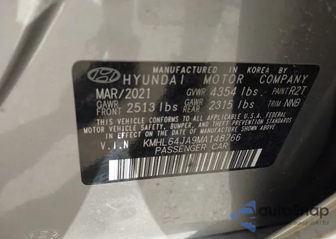2021 Hyundai Sonata Sel из США, поврежденный, VIN KMHL64JA9MA148766